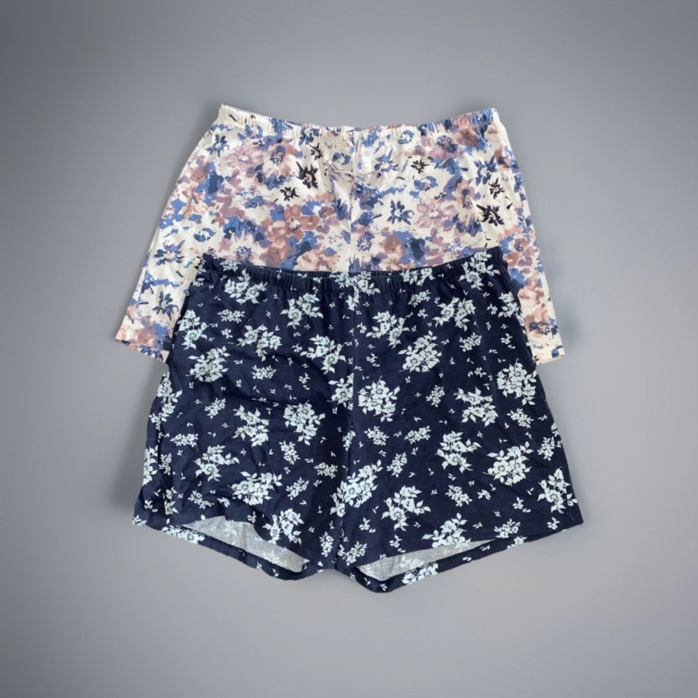 Vermont Country Store Floral Pajama Lounge Shorts‎ 2 Pairs Plus Size 1X